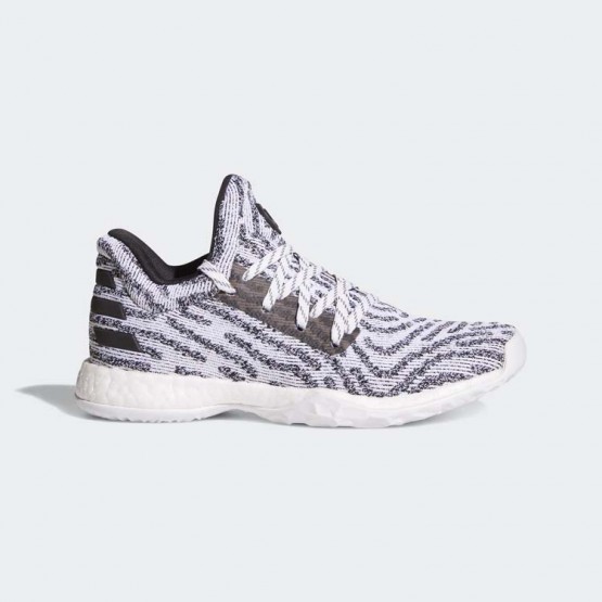 Kids White/Black/Grey Adidas Harden Vol. 1 Ls Primeknit Basketball Shoes 155OZUEY->Adidas Kids->Sneakers