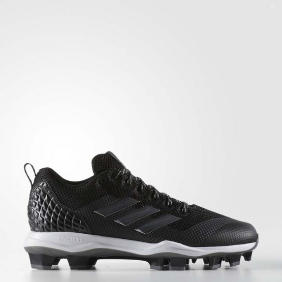 Mens Core Black/Metallic Silver/White Adidas Poweralley 5 Tpu Cleats Baseball Shoes 160WPIZJ->Adidas Men->Sneakers