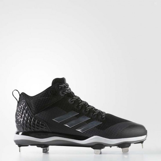 Mens Core Black/Metallic Silver/White Adidas Poweralley 5 Mid Cleats Baseball Shoes 191ZOAJC->Adidas Men->Sneakers