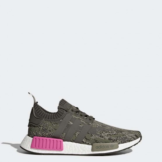 Mens Utility Grey/Shock Pink Adidas Originals Nmd_r1 Primeknit Shoes 292XTIMD->Adidas Men->Sneakers