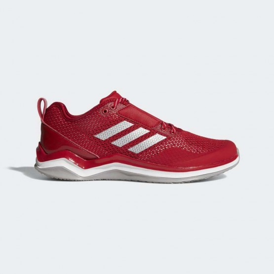 Mens Power Red/Metallic Silver/White Adidas Speed Trainer 3 Baseball Shoes 346FYBMC->Adidas Men->Sneakers