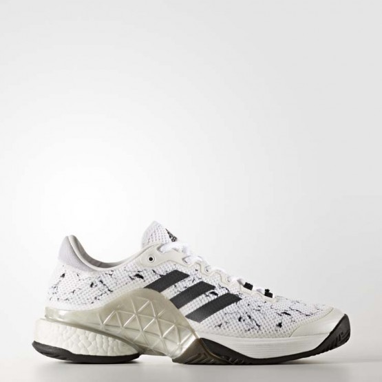 Mens White/Night/Silver Metallic Adidas Barricade 2017 Boost Tennis Shoes 579VPXLQ->Adidas Men->Sneakers