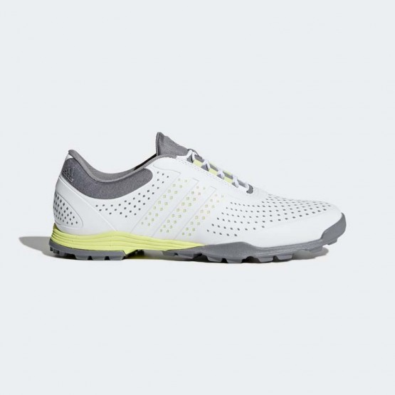 Womens White/Semi Frozen Yellow/Grey Adidas Adipure Sport Golf Shoes 605OGYHC->Adidas Women->Sneakers