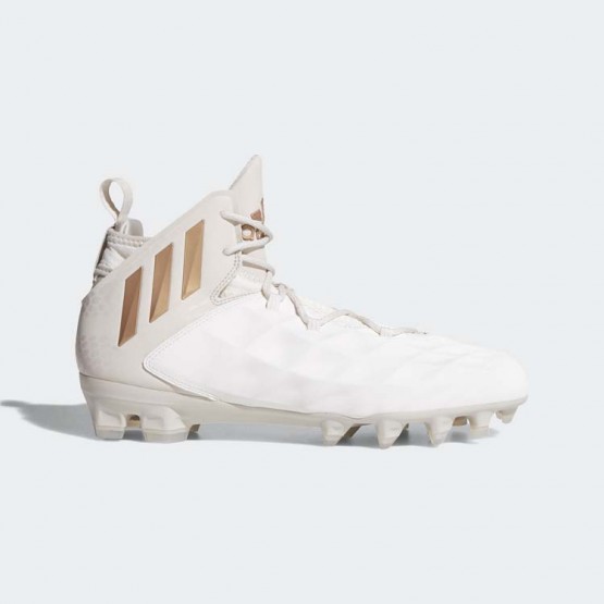 Mens Chalk White/Copper Metalic/Clear Brown Adidas Freak Lax Mid Cleats Lacrosse Cleats 672CDBRQ->Adidas Men->Sneakers