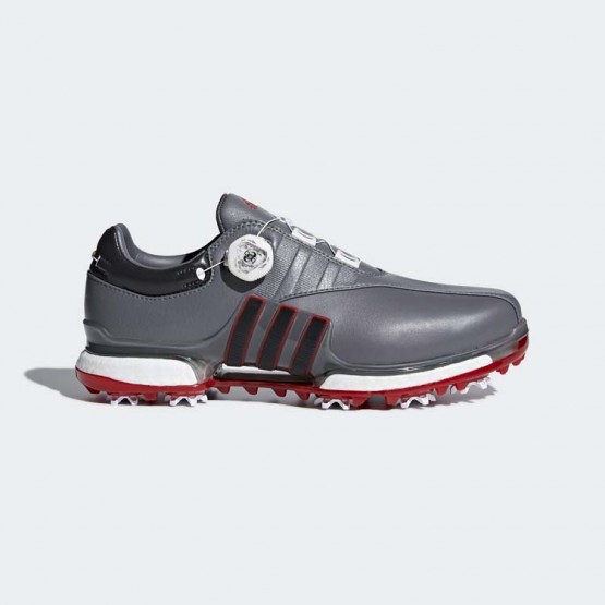 Mens Grey/Scarlet Adidas Tour360 Eqt Boa Golf Shoes 694SREMO->Adidas Men->Sneakers