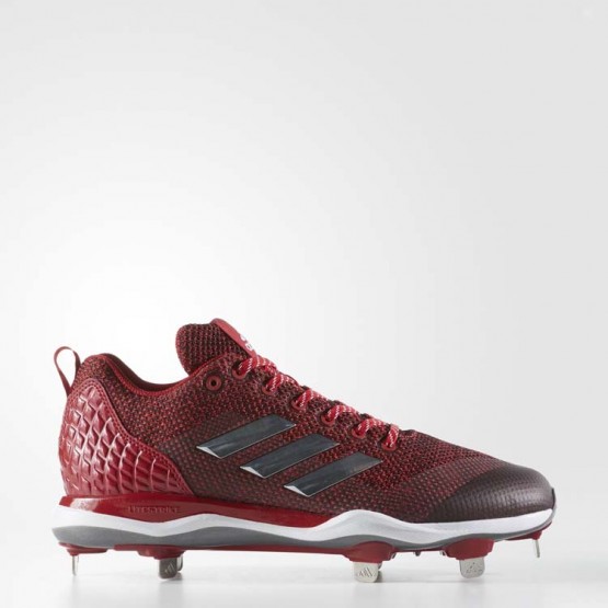 Mens Power Red/Metallic Silver/White Adidas Poweralley 5 Cleats Baseball Shoes 719EIXNG->->Sneakers