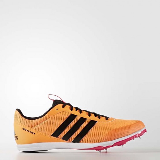 Womens Glow Orange/Black Adidas Distancestar Spikes Running Shoes 770YAZIK->Adidas Women->Sneakers