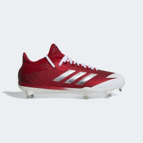 Mens Power Red/Metallic Silver/White Adidas Adizero Afterburner 4 Cleats Baseball Shoes 775BAXQR->->Sneakers