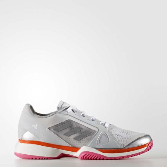 Womens Light Solid Grey/White/Radiant Orange Adidas By Stella Mccartney Barricade 2017 Tennis Shoes 869ZUOJL->Adidas Women->Sneakers