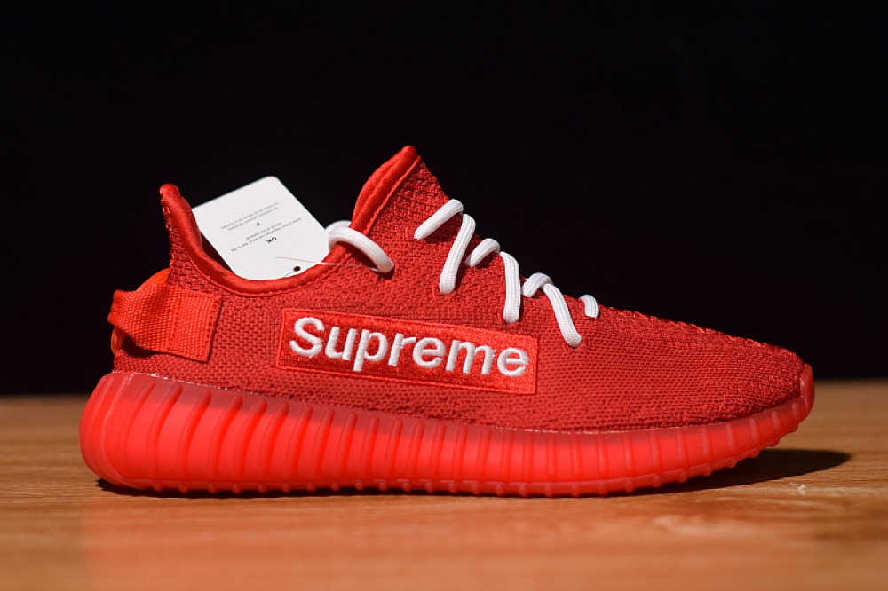 Supreme x Yeezy Boost 350 V2 Red White F36923->Yeezy Boost->Sneakers